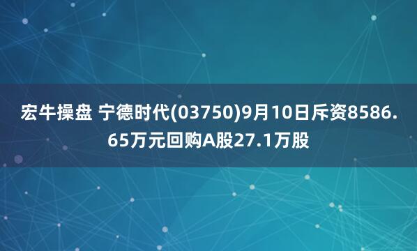 宏牛操盘 宁德时代(03750)9月10日斥资8586.65万元回购A股27.1万股